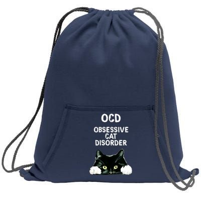 Ocd Obsessive Cat Disorder Animals Black And White Cat Sweatshirt Cinch Pack Bag