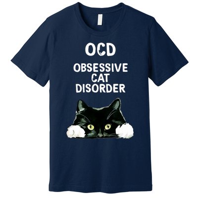 Ocd Obsessive Cat Disorder Animals Black And White Cat Premium T-Shirt