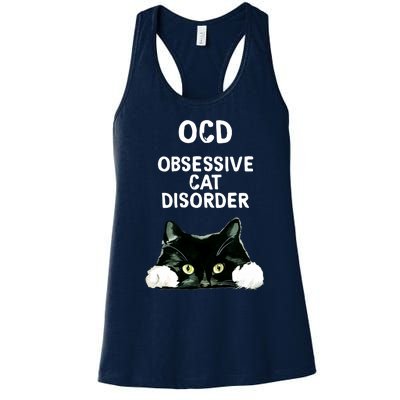 Ocd Obsessive Cat Disorder Animals Black And White Cat Women's Racerback Tank