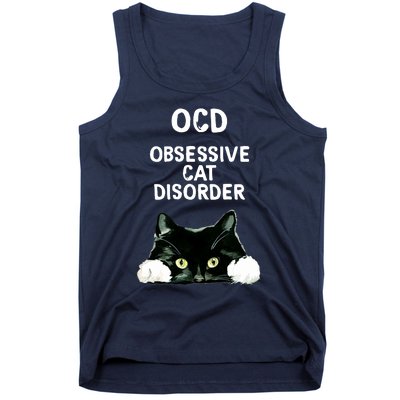 Ocd Obsessive Cat Disorder Animals Black And White Cat Tank Top