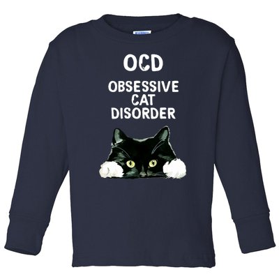 Ocd Obsessive Cat Disorder Animals Black And White Cat Toddler Long Sleeve Shirt