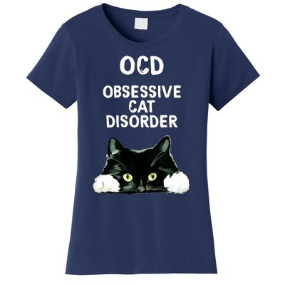 Ocd Obsessive Cat Disorder Animals Black And White Cat Women's T-Shirt