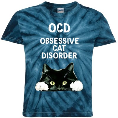 Ocd Obsessive Cat Disorder Animals Black And White Cat Kids Tie-Dye T-Shirt