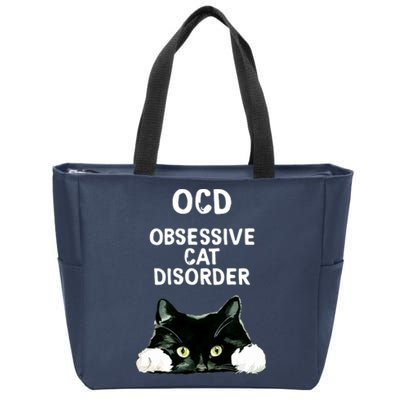 Ocd Obsessive Cat Disorder Animals Black And White Cat Zip Tote Bag