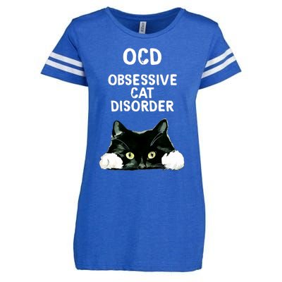 Ocd Obsessive Cat Disorder Animals Black And White Cat Enza Ladies Jersey Football T-Shirt