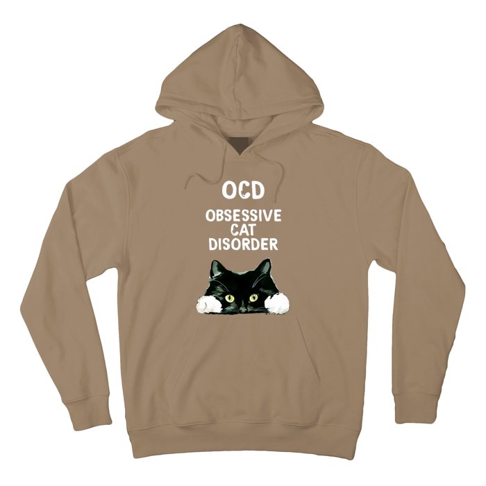 Ocd Obsessive Cat Disorder Animals Black And White Cat Hoodie