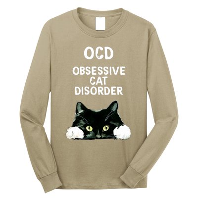 Ocd Obsessive Cat Disorder Animals Black And White Cat Long Sleeve Shirt