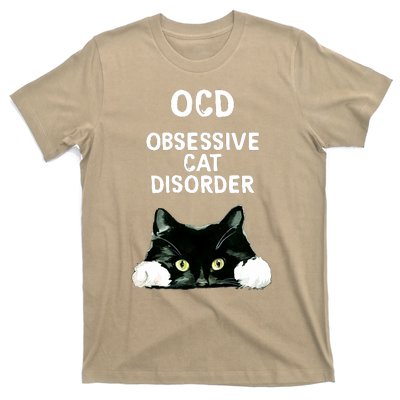 Ocd Obsessive Cat Disorder Animals Black And White Cat T-Shirt