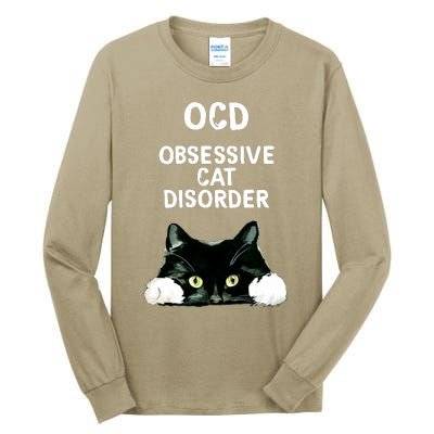 Ocd Obsessive Cat Disorder Animals Black And White Cat Tall Long Sleeve T-Shirt