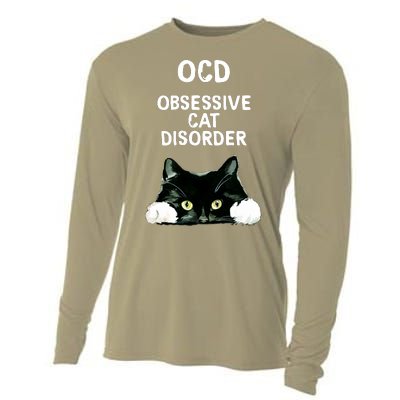 Ocd Obsessive Cat Disorder Animals Black And White Cat Cooling Performance Long Sleeve Crew