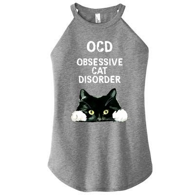 Ocd Obsessive Cat Disorder Animals Black And White Cat Women's Perfect Tri Rocker Tank