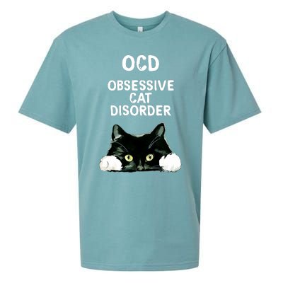 Ocd Obsessive Cat Disorder Animals Black And White Cat Sueded Cloud Jersey T-Shirt