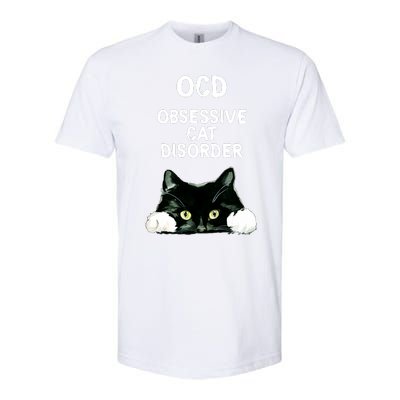 Ocd Obsessive Cat Disorder Animals Black And White Cat Softstyle CVC T-Shirt