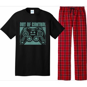 Out Of Control Funny Gaming Quote Retro Video Games Graphic Gift Pajama Set