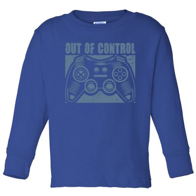 Out Of Control Funny Gaming Quote Retro Video Games Graphic Gift Toddler Long Sleeve Shirt