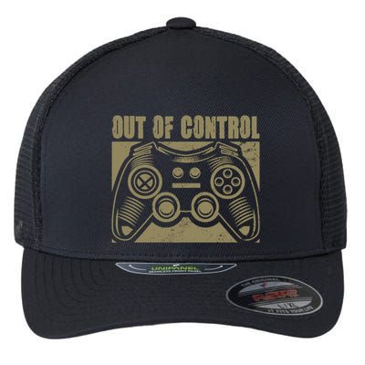 Out Of Control Funny Gaming Quote Retro Video Games Graphic Gift Flexfit Unipanel Trucker Cap