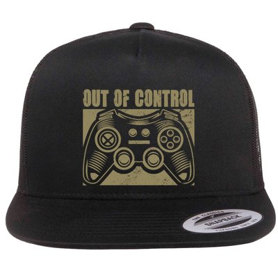 Out Of Control Funny Gaming Quote Retro Video Games Graphic Gift Flatbill Hat