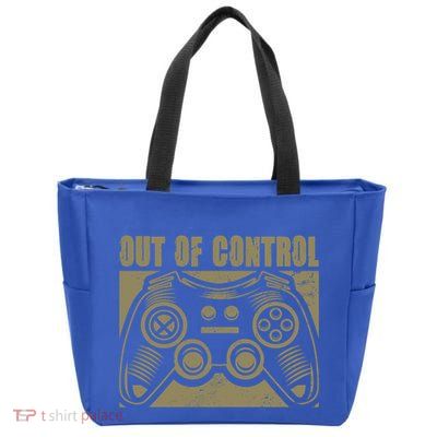 Out Of Control Funny Gaming Quote Retro Video Games Graphic Gift Zip Tote Bag
