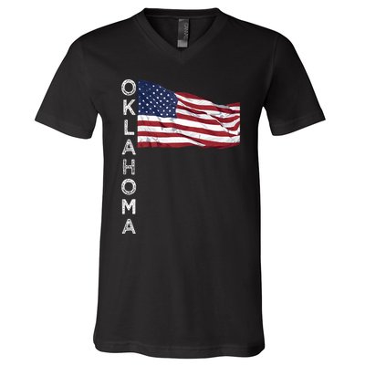 Ok Oklahoma City Sooner State Oklahoman Okie Tulsa Norman V-Neck T-Shirt