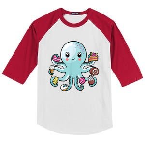 funny Octopus shirts Octopus Cake Tentacles Marine Animals Children Kids Colorblock Raglan Jersey