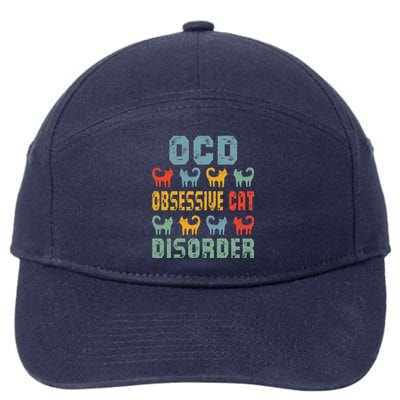 OCD Obsessive Cat Disorder Funny Cat Lover Gift 7-Panel Snapback Hat