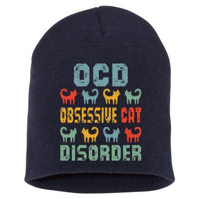 OCD Obsessive Cat Disorder Funny Cat Lover Gift Short Acrylic Beanie