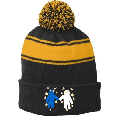 Out Of Character Hold My Hand Stripe Pom Pom Beanie