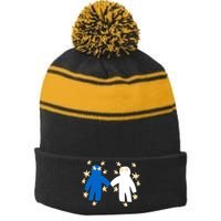 Out Of Character Hold My Hand Stripe Pom Pom Beanie
