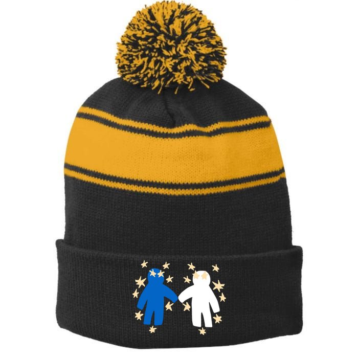 Out Of Character Hold My Hand Stripe Pom Pom Beanie