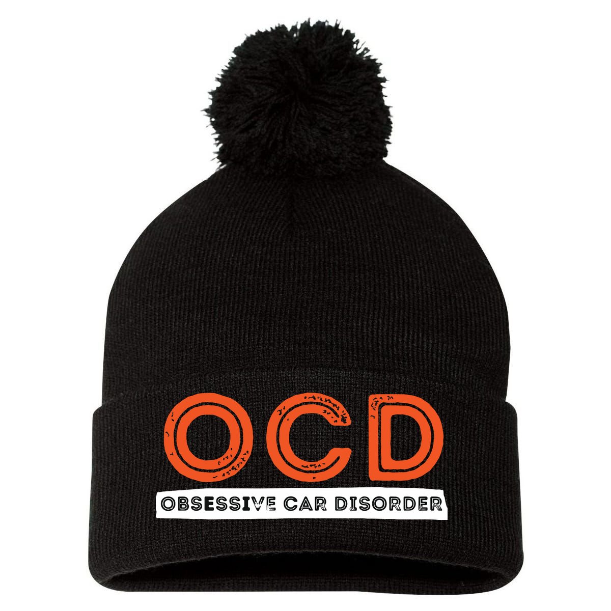 OCD Obsessive Car Disorder Funny Car Lover Gift Pom Pom 12in Knit Beanie