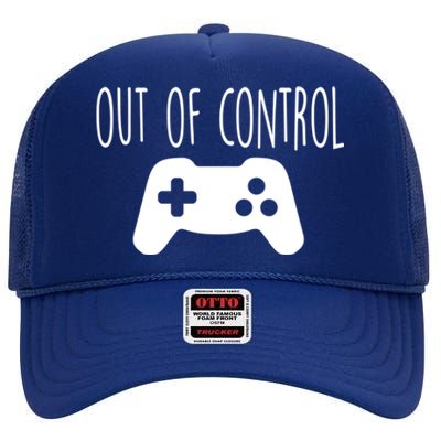 Out Of Control Funny Retro Vintage Video Game Player Gaming Gift High Crown Mesh Back Trucker Hat