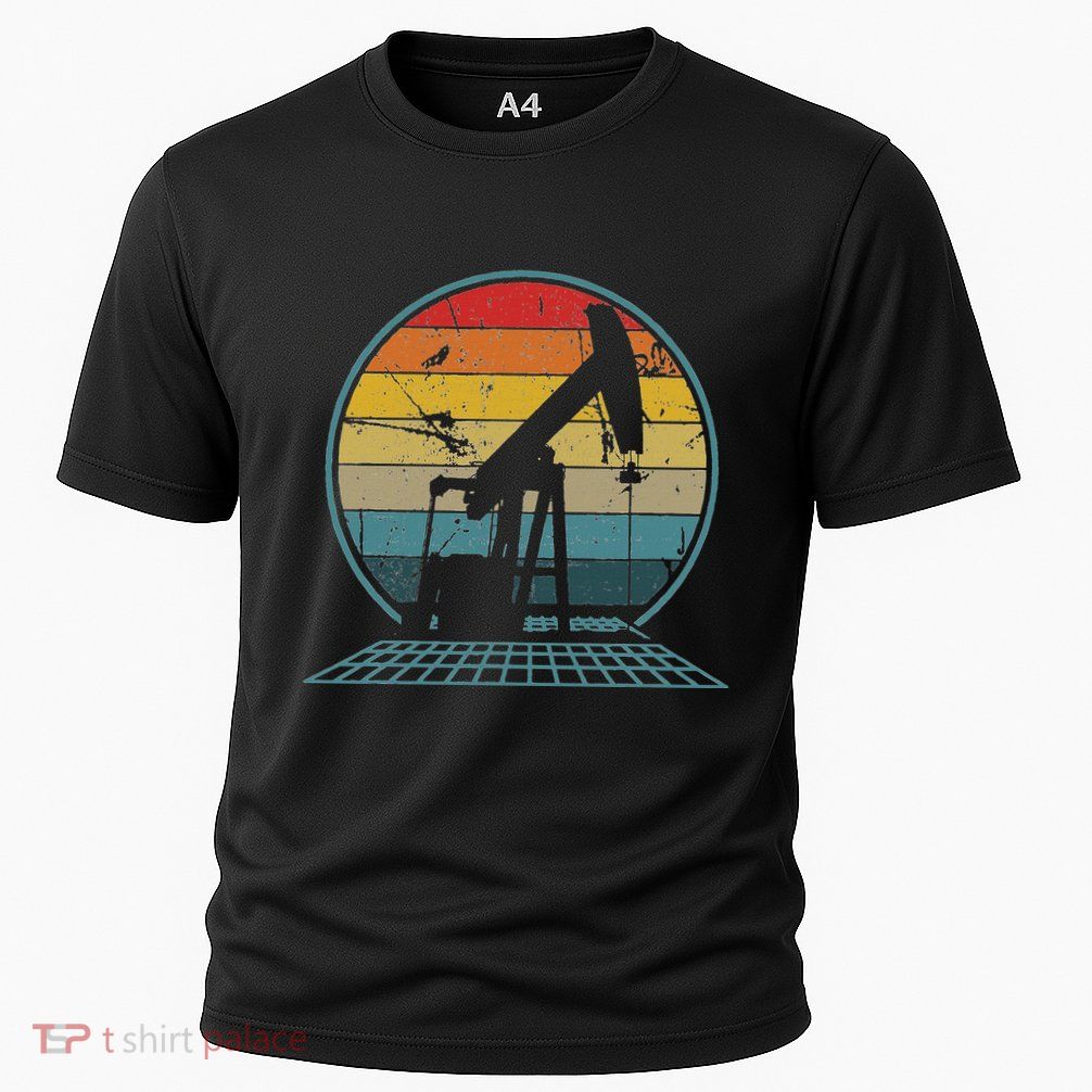 Oilfiled Oil Drilling Rig Pump Retro Roughneck Cooling Performance Crew T-Shirt