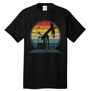 Oilfiled Oil Drilling Rig Pump Retro Roughneck Tall T-Shirt