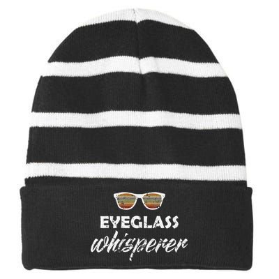 Ophthalmologist Optometrist Eyeglass Whisperer Optician Gift Striped Beanie with Solid Band