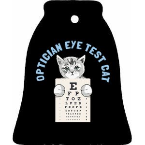 Optician Optometrists Eye Test Cat Lover Ceramic Bell Ornament