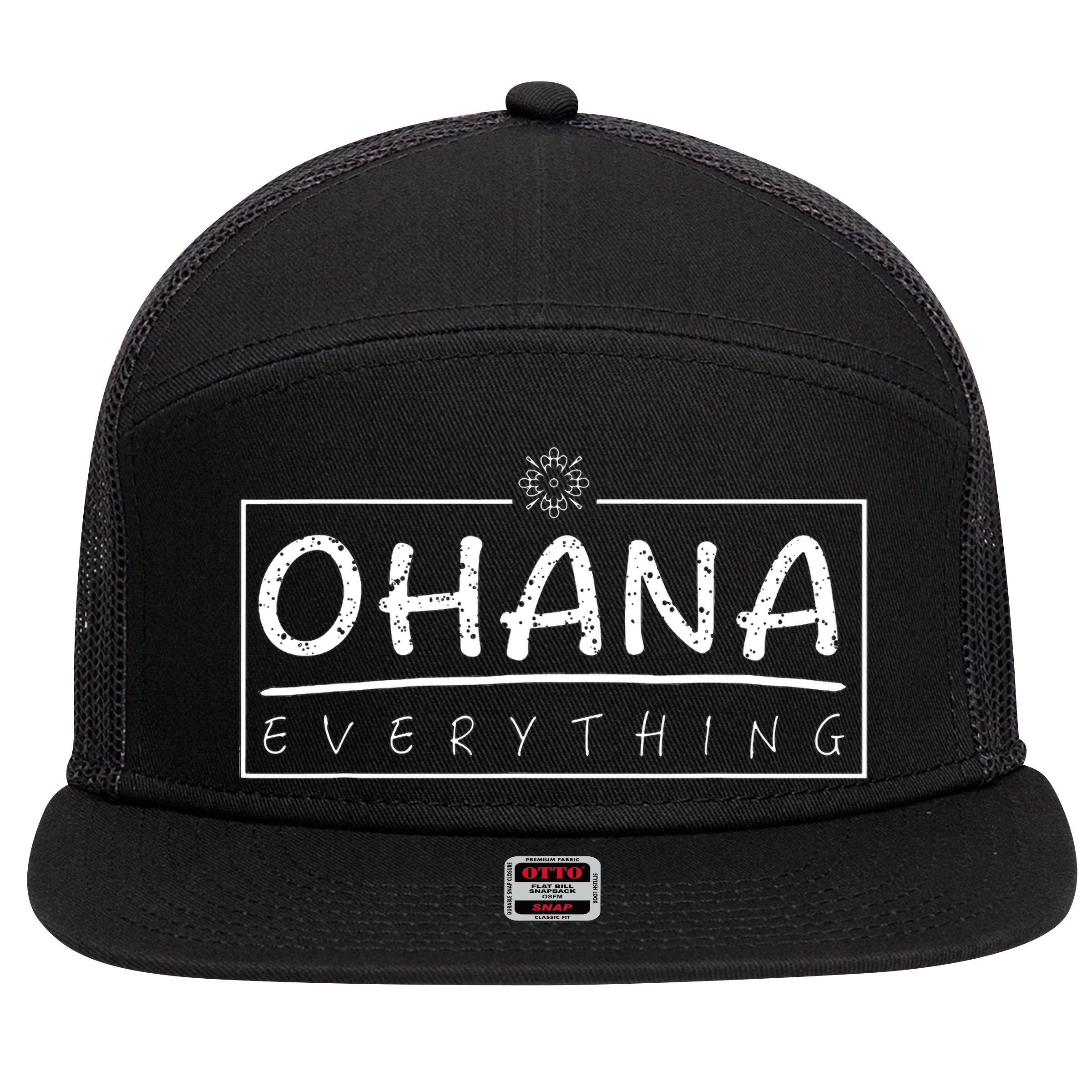 Ohana Over Everything Gift Funny Hawaii Family First Lover 7 Panel Mesh Trucker Snapback Hat