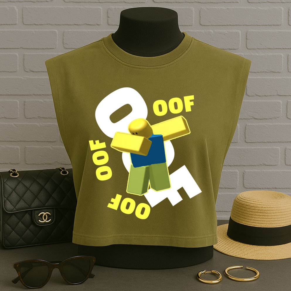 OOF Dancing Dabbing Noob Garment-Dyed Women's Muscle Tee