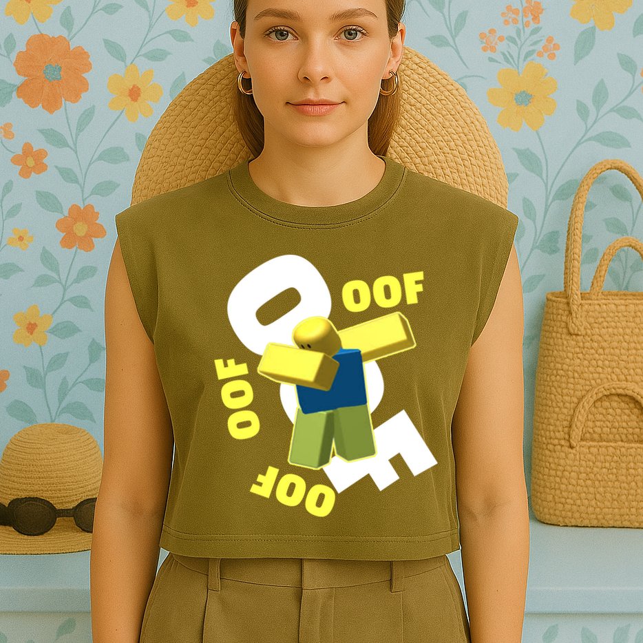 OOF Dancing Dabbing Noob Garment-Dyed Women's Muscle Tee