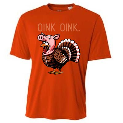 Oink Oink Funny Thanksgiving Turkey In A Pig Disguise Cooling Performance Crew T-Shirt