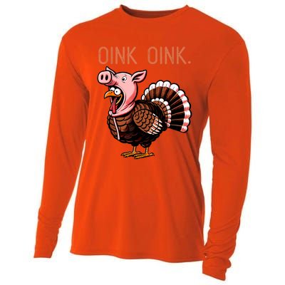 Oink Oink Funny Thanksgiving Turkey In A Pig Disguise Cooling Performance Long Sleeve Crew