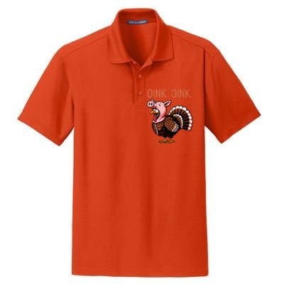 Oink Oink Funny Thanksgiving Turkey In A Pig Disguise Dry Zone Grid Polo