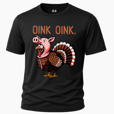 Oink Oink Funny Thanksgiving Turkey In A Pig Disguise Performance Shirt