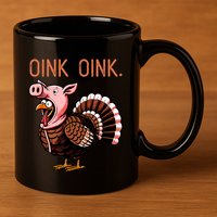 Oink Oink Funny Thanksgiving Turkey In A Pig Disguise 11oz C Handle Ceramic Mug