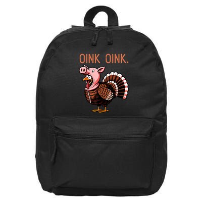 Oink Oink Funny Thanksgiving Turkey In A Pig Disguise 16 in Basic Backpack
