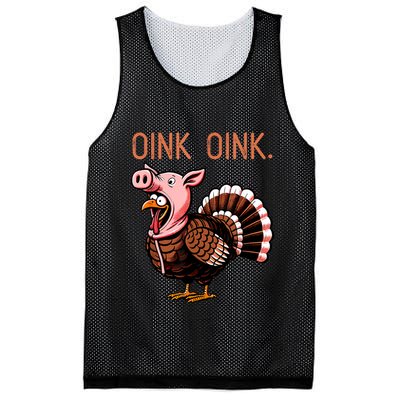 Oink Oink Funny Thanksgiving Turkey In A Pig Disguise Mesh Reversible Basketball Jersey Tank