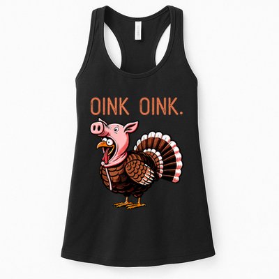 Oink Oink Funny Thanksgiving Turkey In A Pig Disguise Womens Tank Top