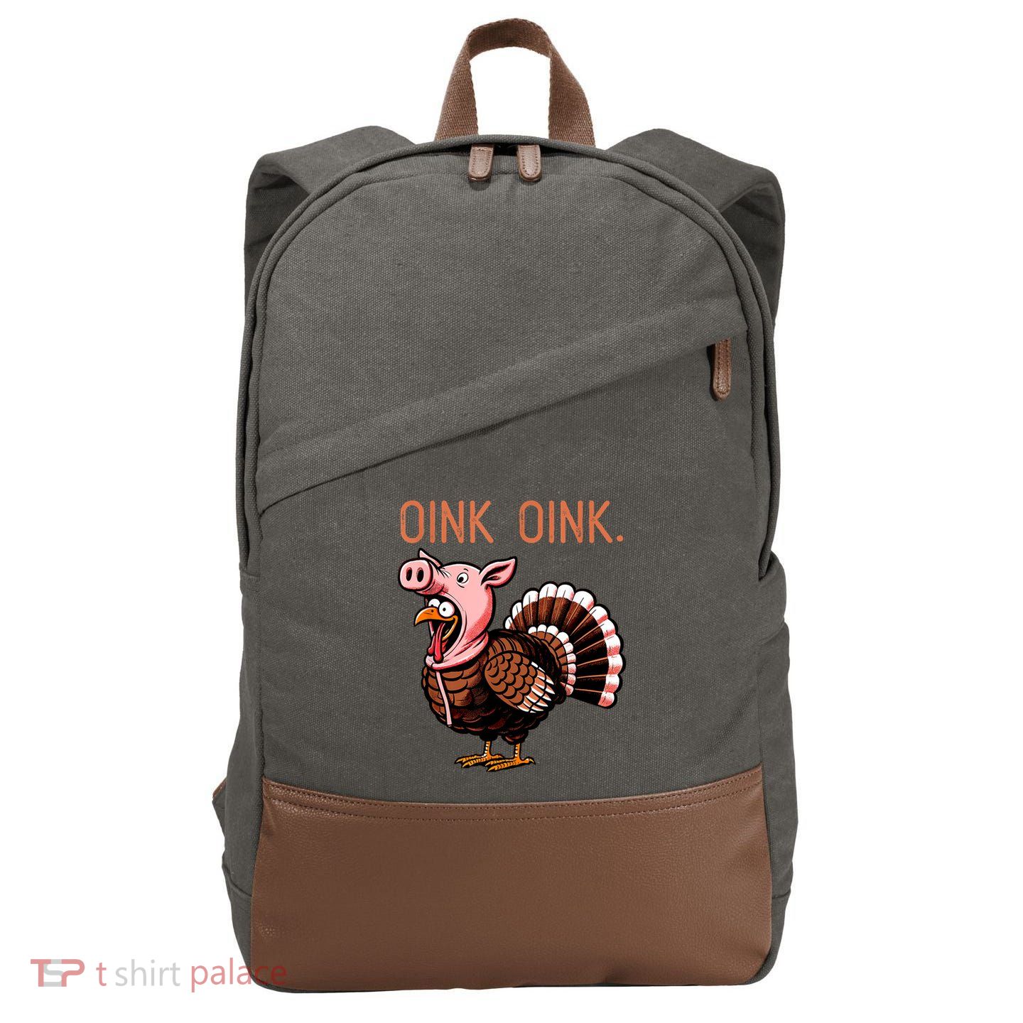 Oink Oink Funny Thanksgiving Turkey In A Pig Disguise Cotton Canvas Backpack