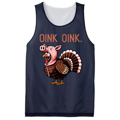 Oink Oink Funny Thanksgiving Turkey In A Pig Disguise Mesh Reversible Basketball Jersey Tank