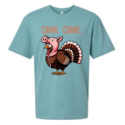 Oink Oink Funny Thanksgiving Turkey In A Pig Disguise Sueded Cloud Jersey T-Shirt