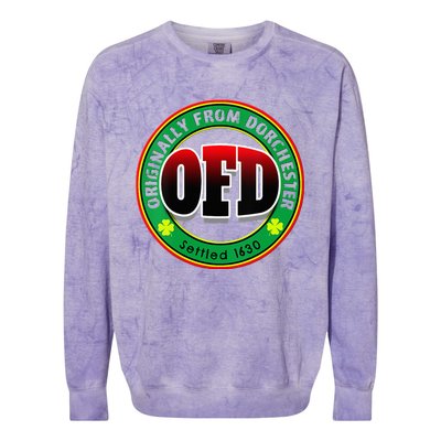 Ofd Originally From Dorchester Born In The 617 Massachusetts Colorblast Crewneck Sweatshirt